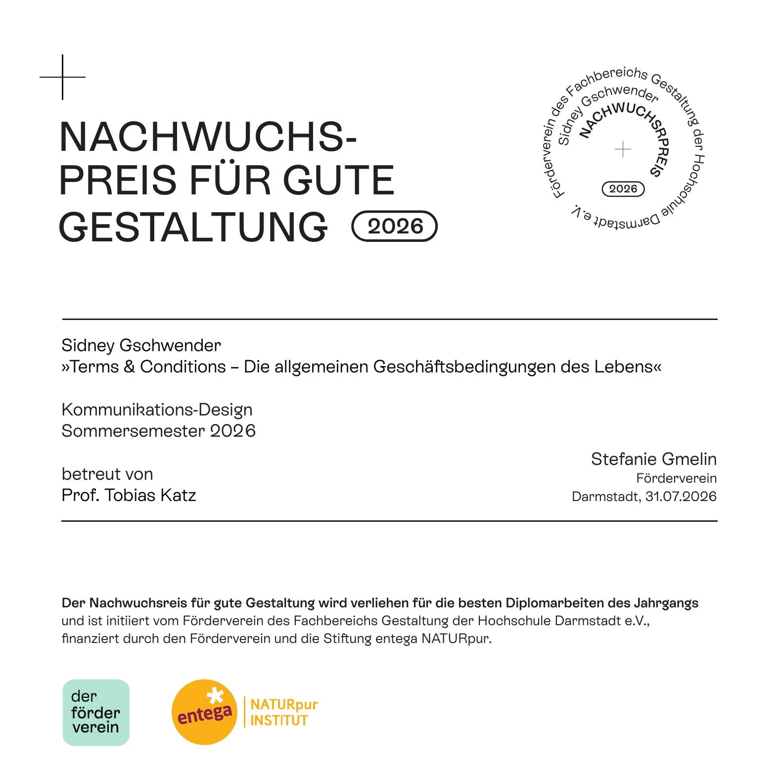 Urkunde Hessen Design Competition
